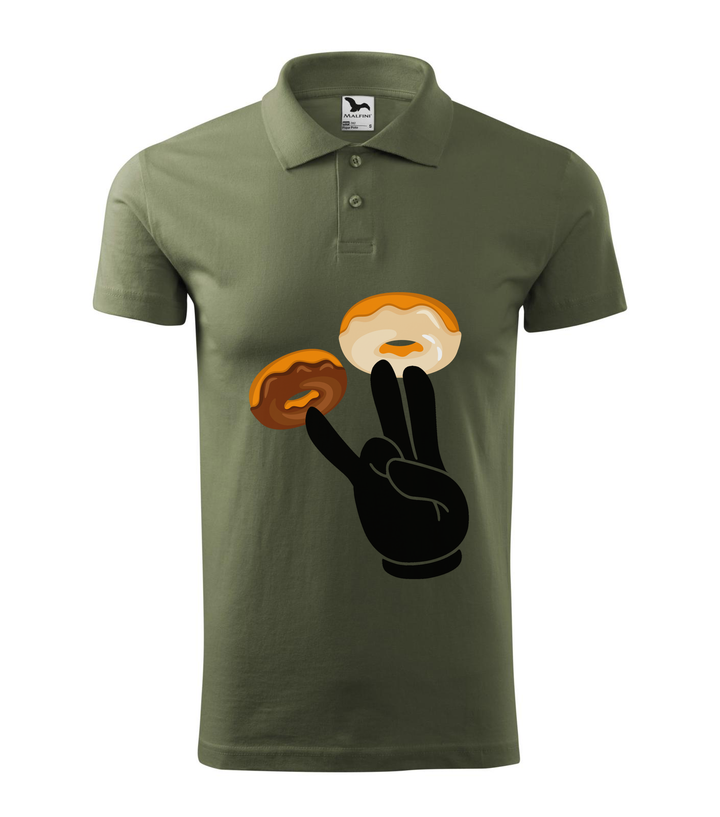 Fánkok és ujjak - Galléros férfi póló khaki