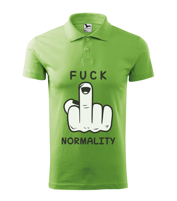 Fuck normality - Galléros férfi póló borsózöld
