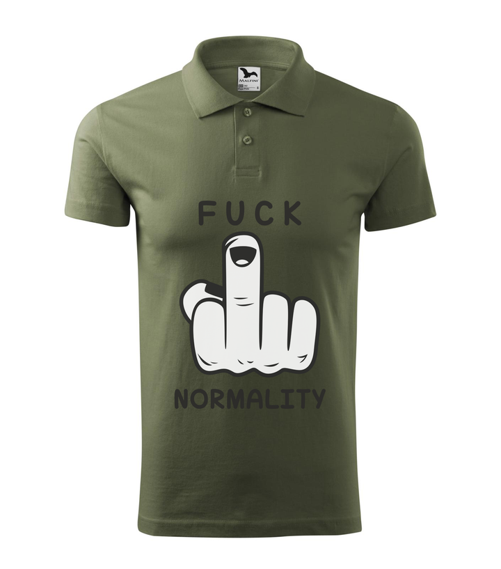 Fuck normality - Galléros férfi póló khaki
