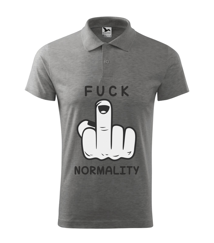 Fuck normality - Galléros férfi póló sötétszürke