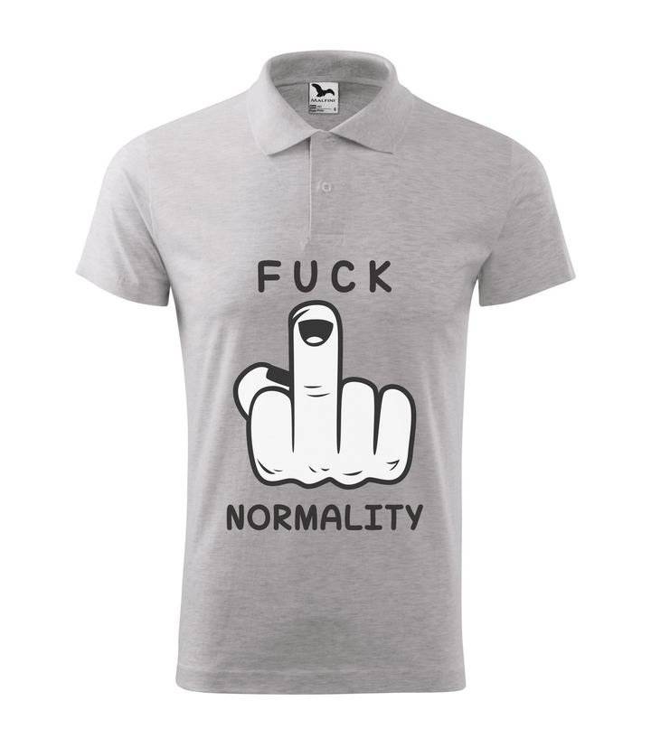 Fuck normality - Galléros férfi póló világosszürke