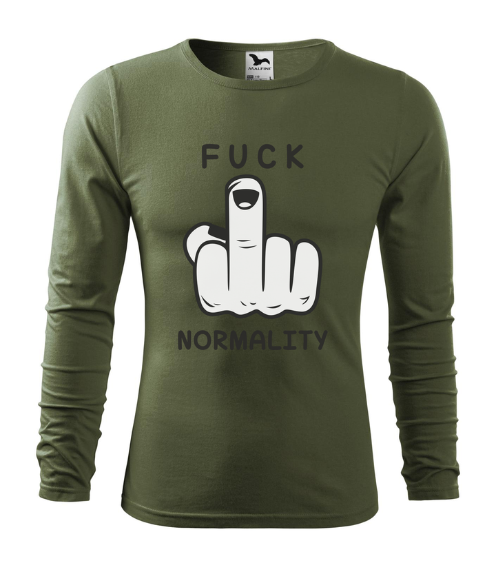 Fuck normality - Hosszú ujjú férfi póló khaki