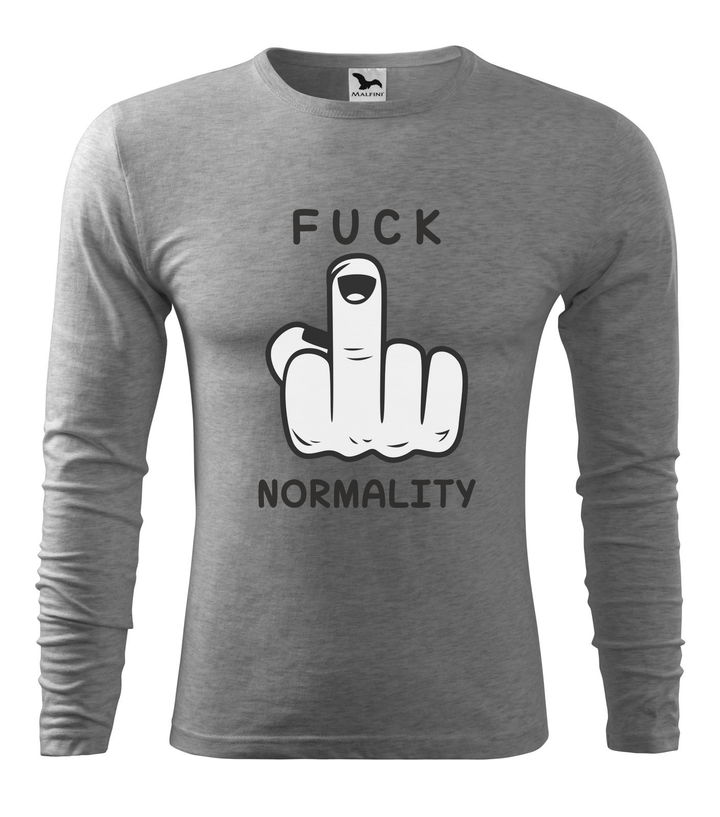 Fuck normality - Hosszú ujjú férfi póló sötétszürke