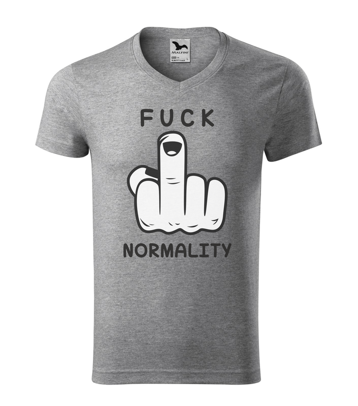 Fuck normality - V-nyakú férfi póló sötétszürke