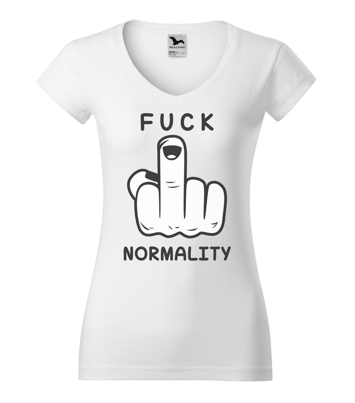 Fuck normality - V-nyakú női póló fehér