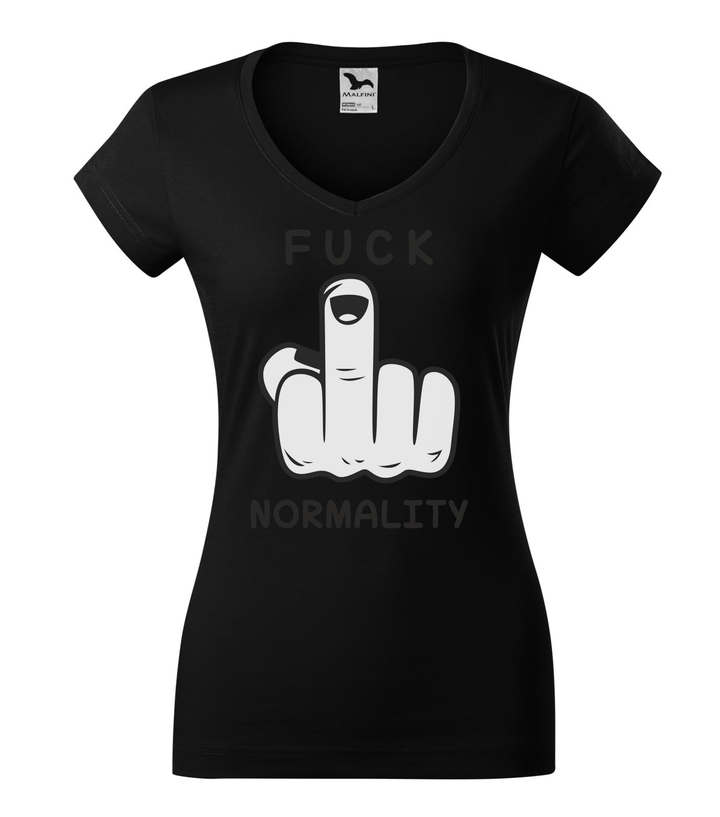 Fuck normality - V-nyakú női póló fekete