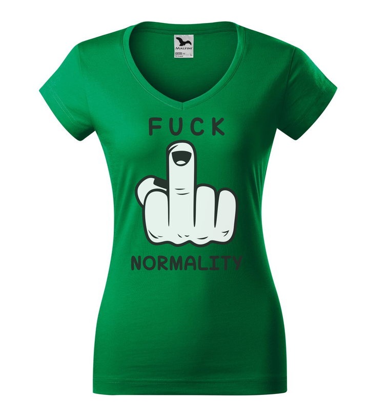 Fuck normality - V-nyakú női póló fűzöld