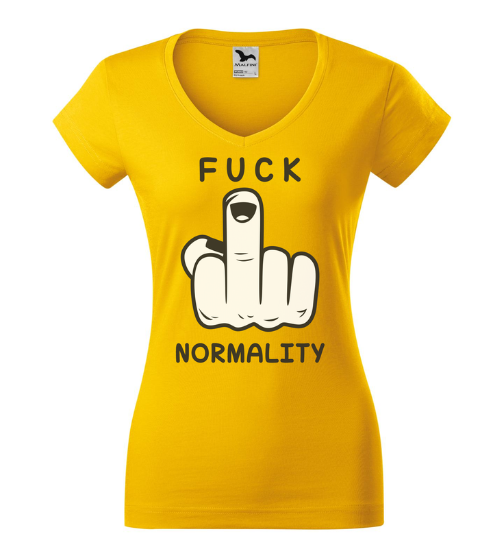 Fuck normality - V-nyakú női póló sárga