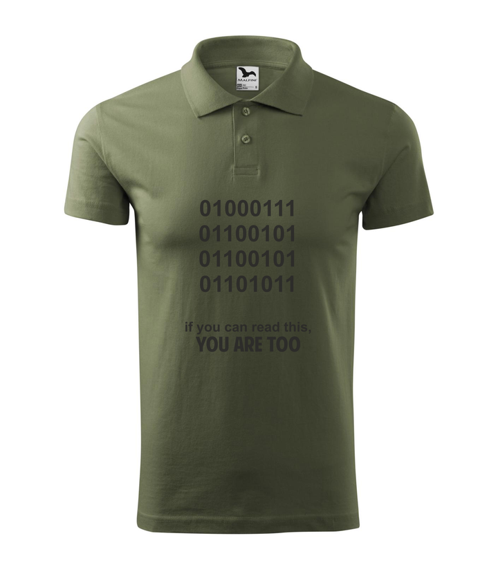 GEEK - if you can read this, you are too - Galléros férfi póló khaki