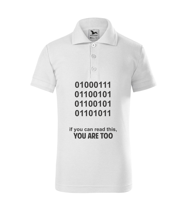 GEEK - if you can read this, you are too - Galléros gyerek póló fehér