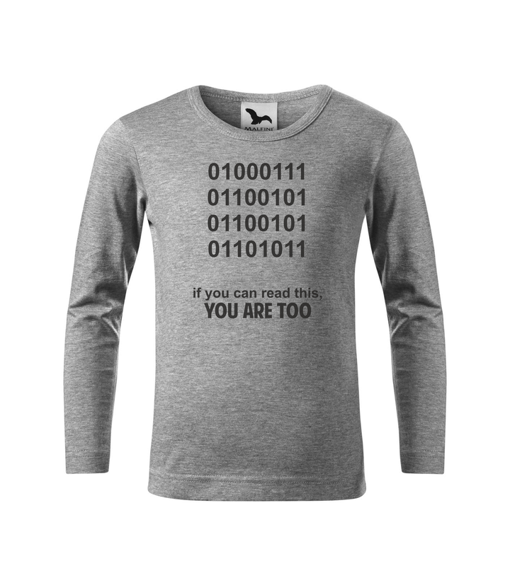 GEEK - if you can read this, you are too - Hosszú ujjú gyerek póló sötétszürke
