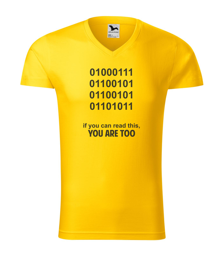 GEEK - if you can read this, you are too - V-nyakú férfi póló sárga