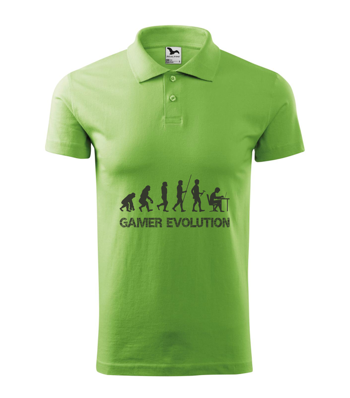 Gamer evolution - Galléros férfi póló borsózöld