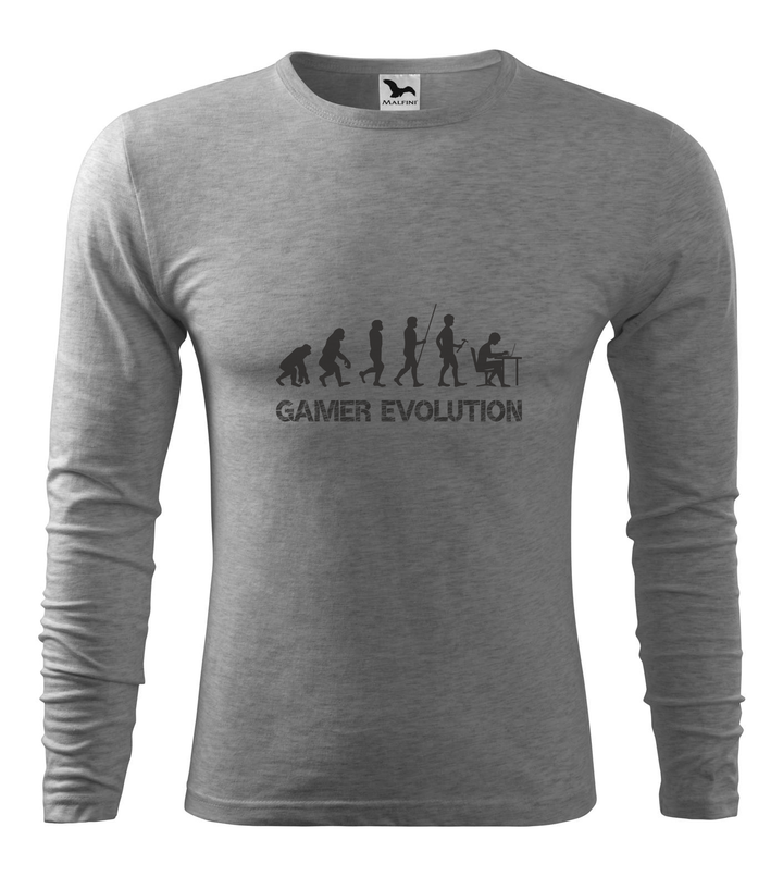 Gamer evolution - Hosszú ujjú férfi póló sötétszürke