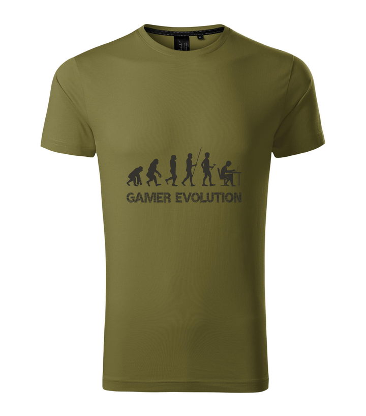Gamer evolution - Prémium férfi póló avokádózöld