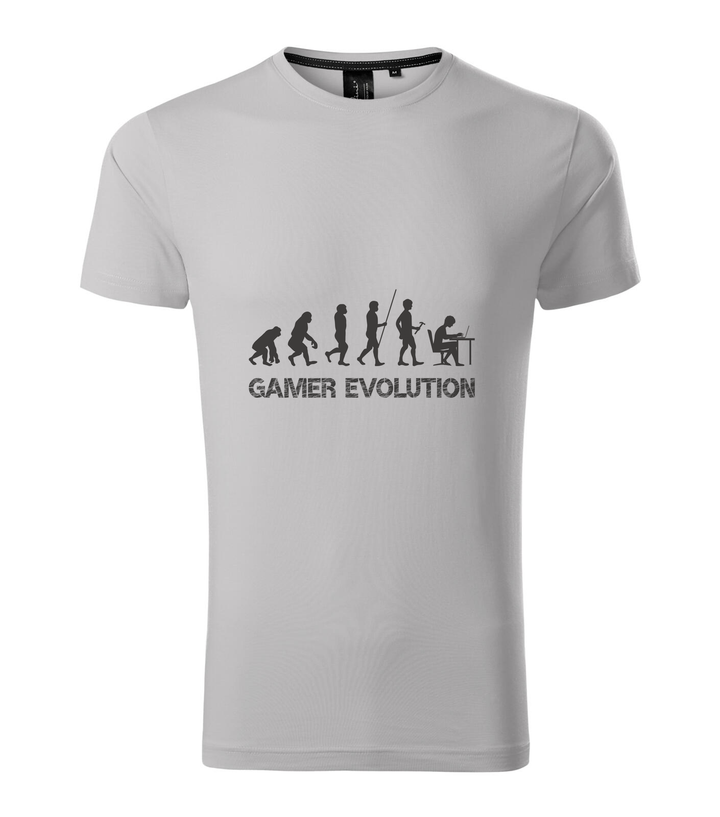 Gamer evolution - Prémium férfi póló ezüstszürke