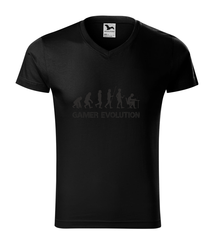 Gamer evolution - V-nyakú férfi póló fekete