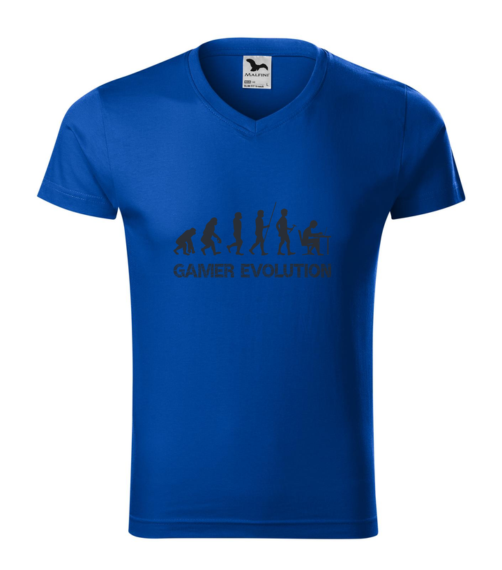 Gamer evolution - V-nyakú férfi póló királykék