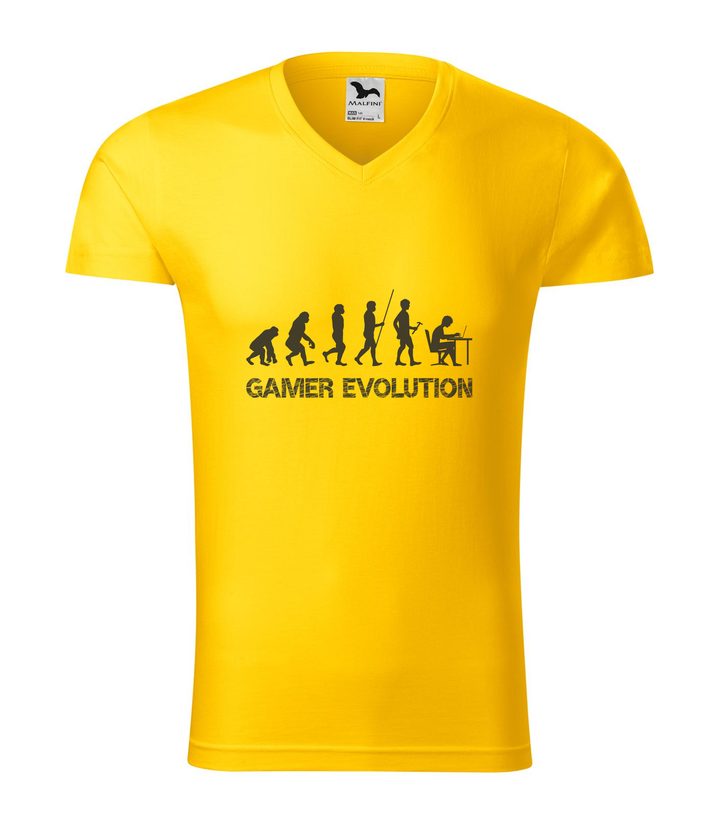 Gamer evolution - V-nyakú férfi póló sárga