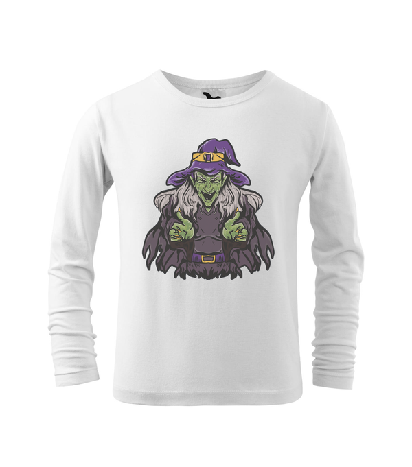 Halloween boszorkány - Hosszú ujjú gyerek póló fehér