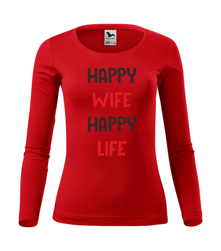 Happy wife happy life - Hosszú ujjú női póló piros