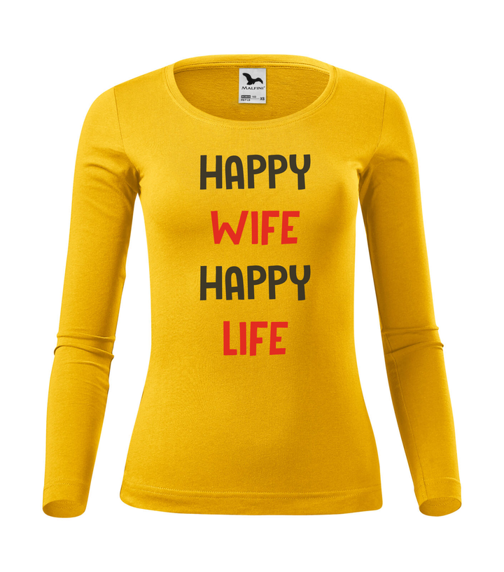 Happy wife happy life - Hosszú ujjú női póló sárga