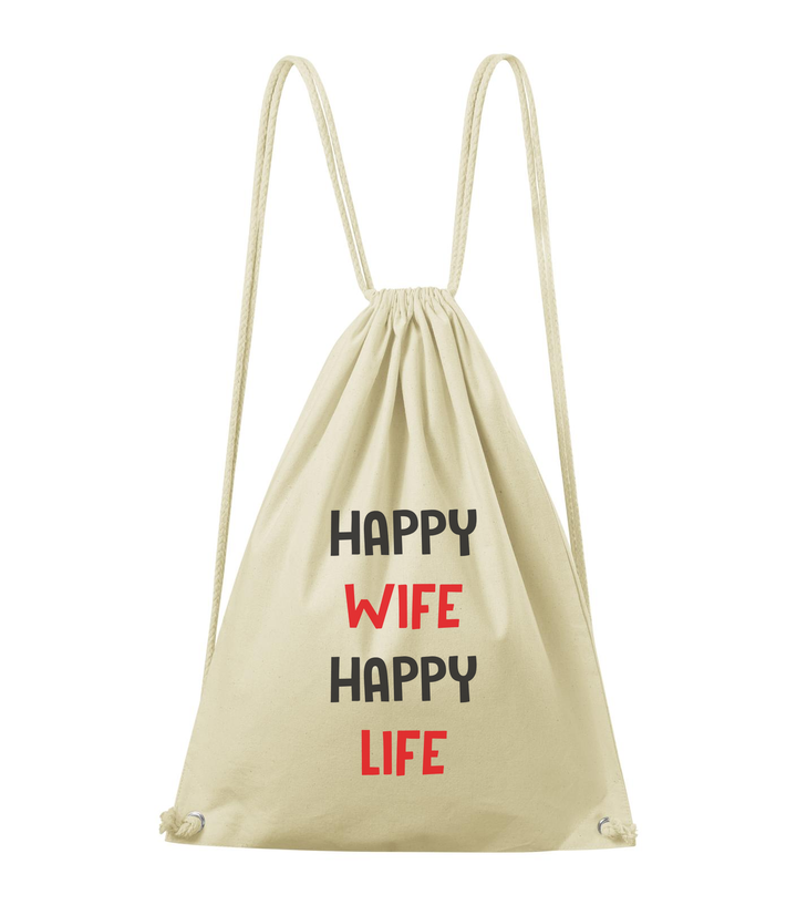 Happy wife happy life - Pamut hátizsák natúr