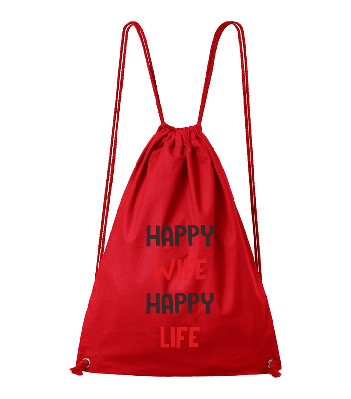 Happy wife happy life - Pamut hátizsák piros