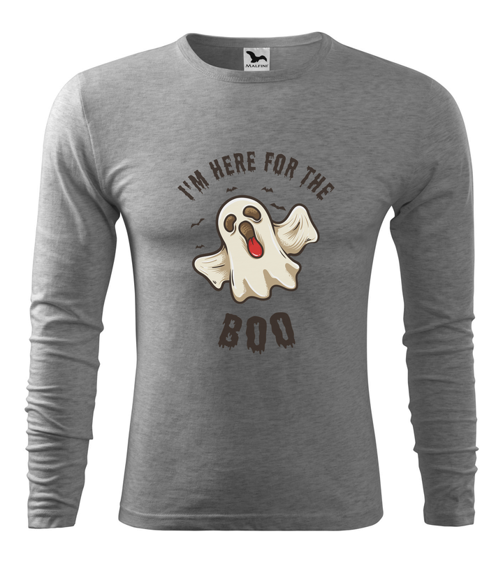 I'm here for the boo - Hosszú ujjú férfi póló sötétszürke