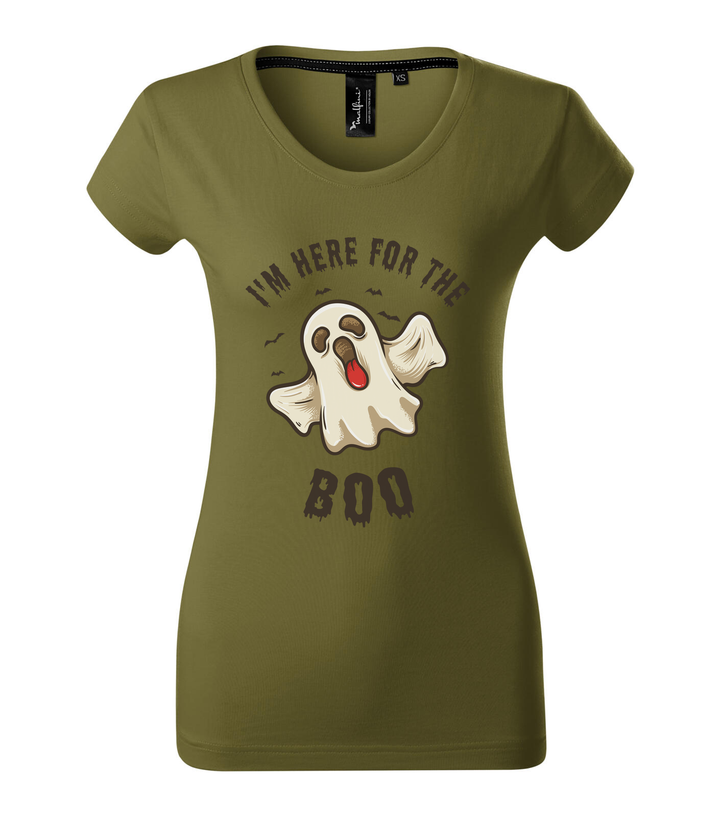 I'm here for the boo - Prémium női póló avokádózold