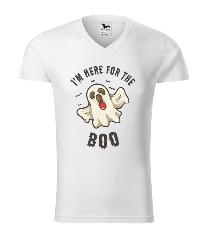 I'm here for the boo - V-nyakú férfi póló fehér