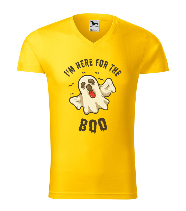 I'm here for the boo - V-nyakú férfi póló sárga