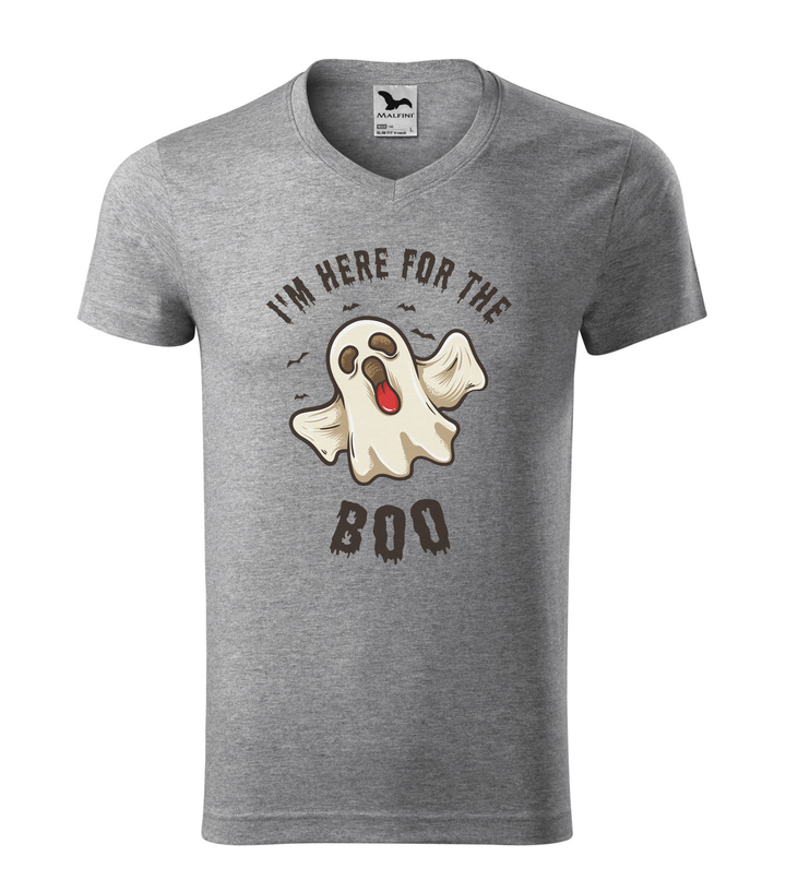 I'm here for the boo - V-nyakú férfi póló sötétszürke