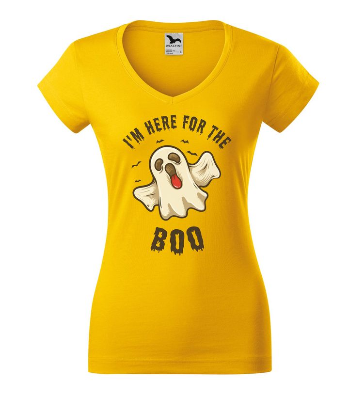 I'm here for the boo - V-nyakú női póló sárga