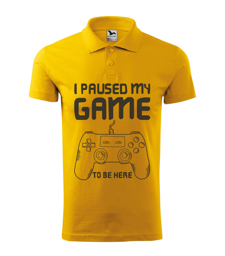 I paused my game to be here - Galléros férfi póló sárga