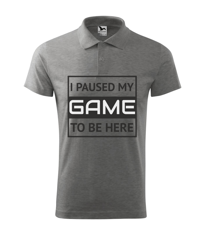 I paused my game to be here 1 - Galléros férfi póló sötétszürke