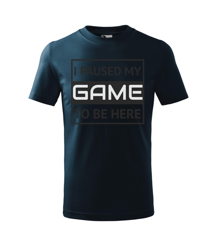 I paused my game to be here 1 - Gyerek póló tengerészkék