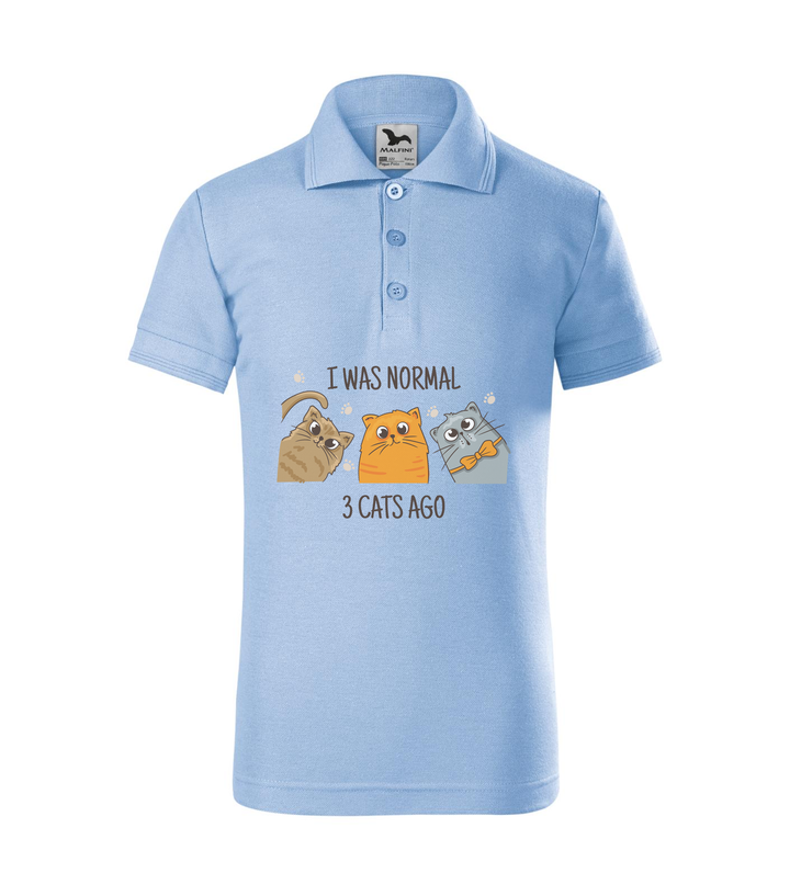 I was normal 3 cats ago - Galléros gyerek póló égszínkék