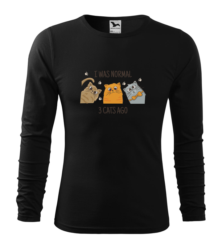 I was normal 3 cats ago - Hosszú ujjú férfi póló fekete