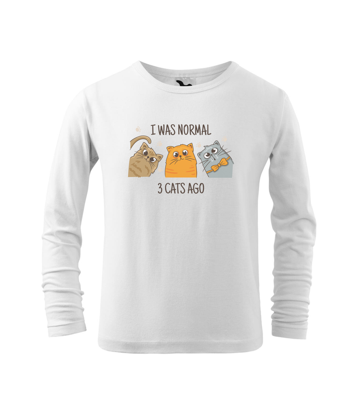 I was normal 3 cats ago - Hosszú ujjú gyerek póló fehér