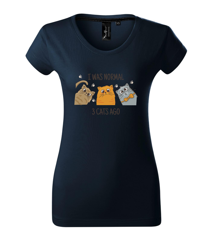 I was normal 3 cats ago - Prémium női póló tengerészkék