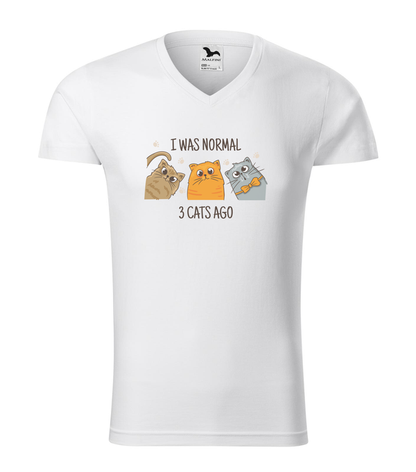 I was normal 3 cats ago - V-nyakú férfi póló fehér
