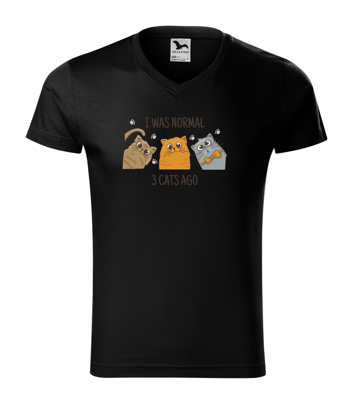 I was normal 3 cats ago - V-nyakú férfi póló fekete