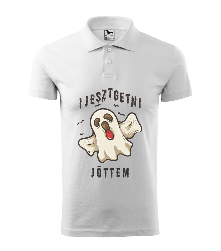 Ijesztgetni jöttem - Galléros férfi póló fehér