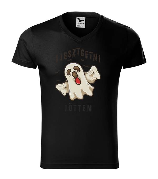 Ijesztgetni jöttem - V-nyakú férfi póló fekete