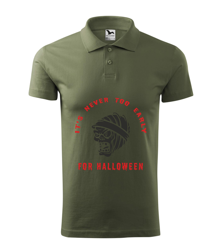 It's never to early for halloween - Galléros férfi póló khaki
