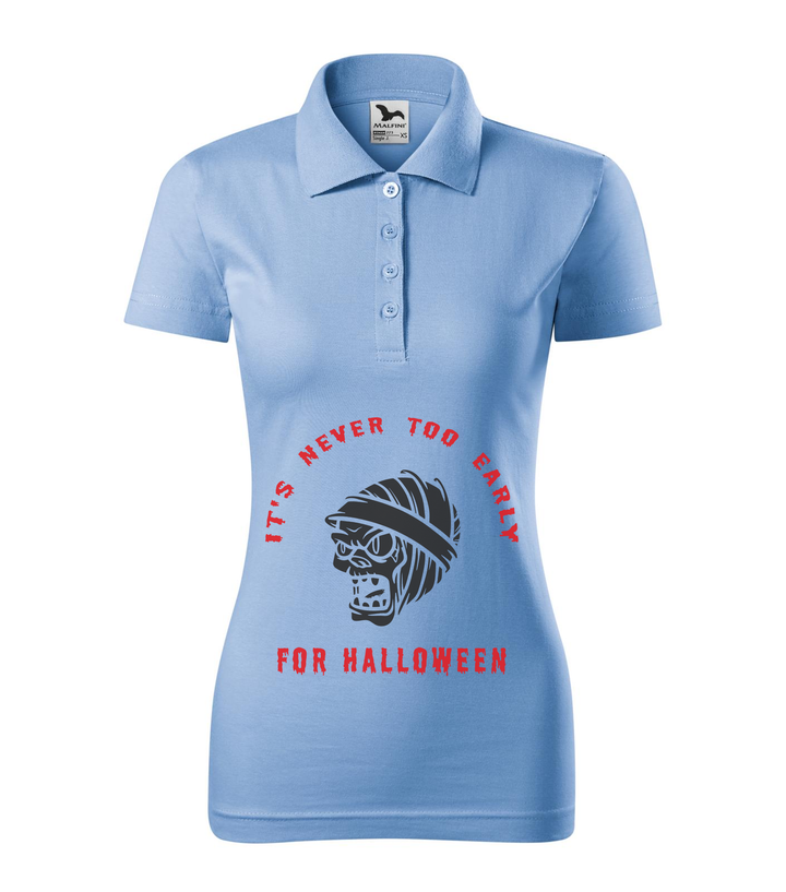 It's never to early for halloween - Galléros női póló égszínkék
