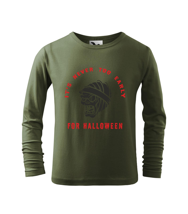 It's never to early for halloween - Hosszú ujjú gyerek póló khaki