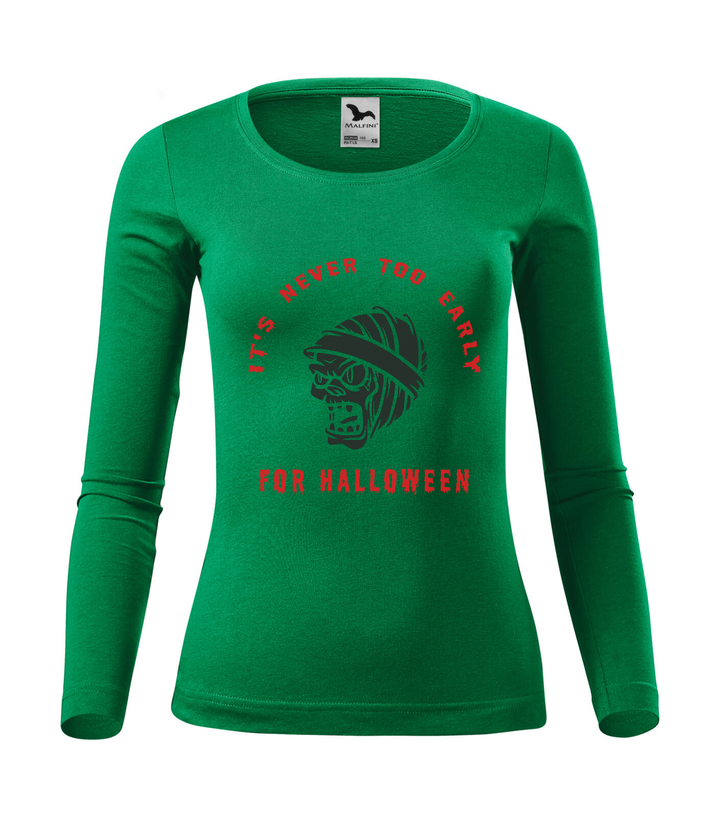 It's never to early for halloween - Hosszú ujjú női póló fűzöld