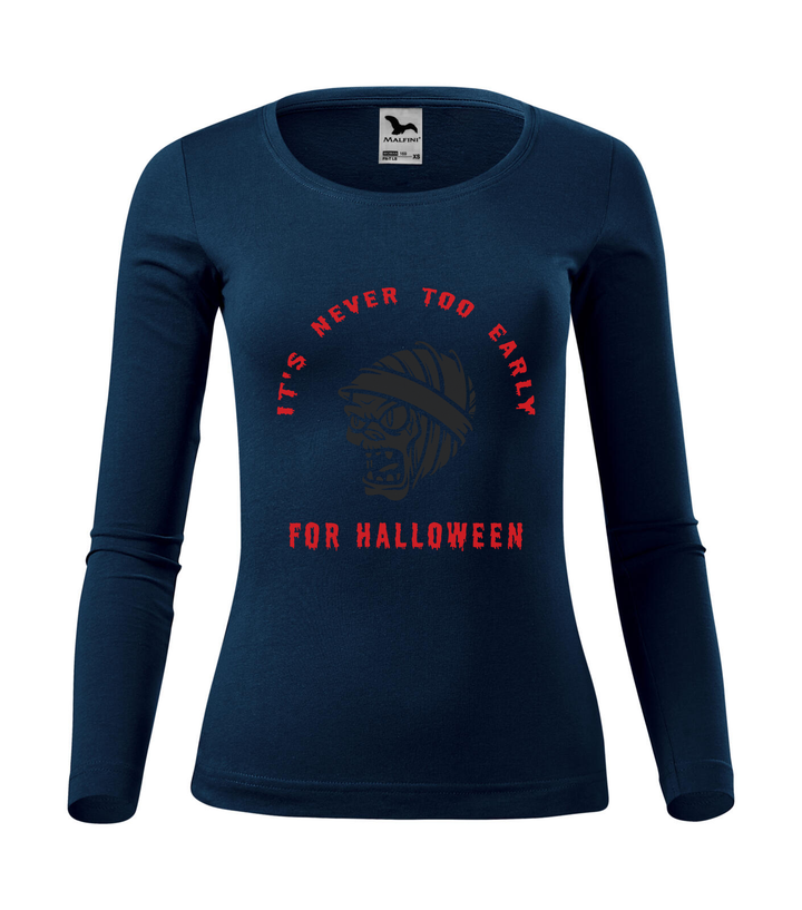 It's never to early for halloween - Hosszú ujjú női póló tengerészkék